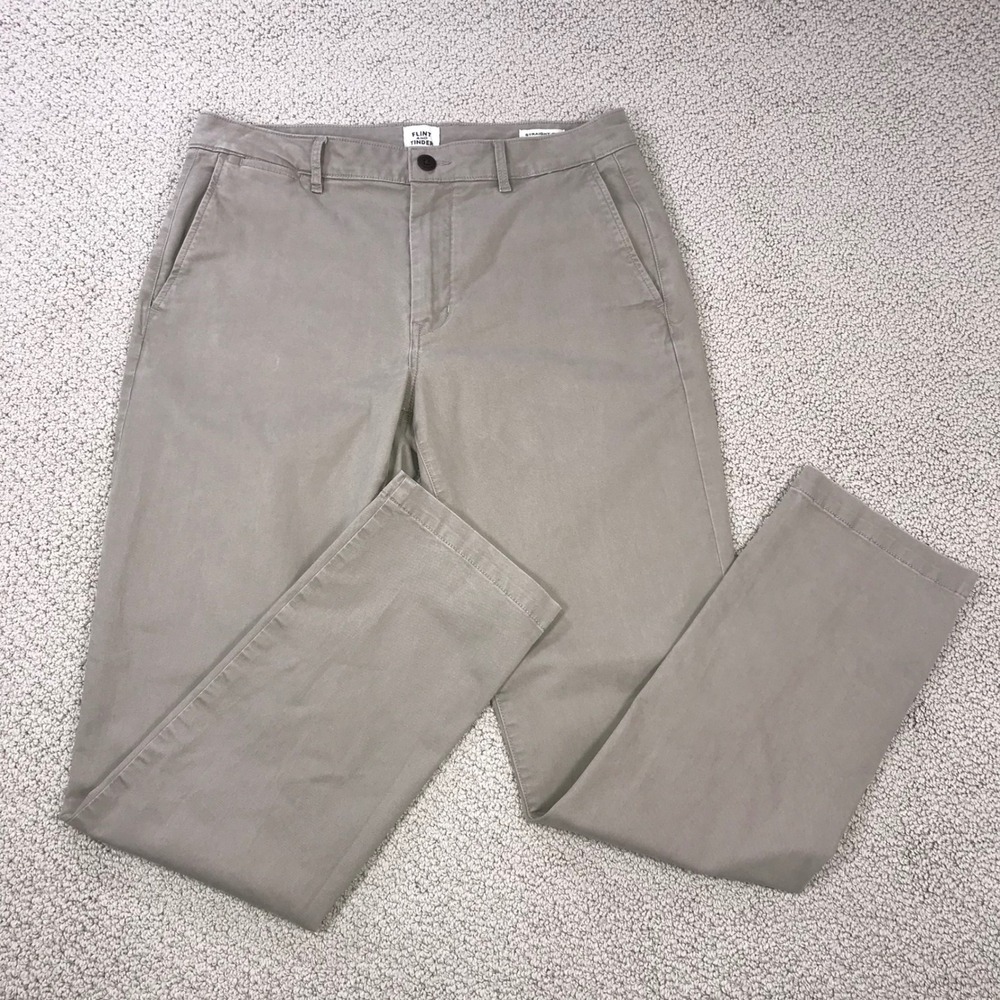 Flint and Tinder 365 Pant Straight Fit khaki brown Chinos Mens 33x32
